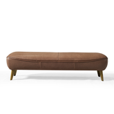 Nefe luxury leather bench in high-quality top grain leather with minimalist design and durable frame, designer accent piece for modern living spaces.